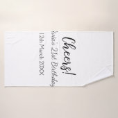 Bonjour 21e anniversaire ajouter nom date simple m (Serviette de bain)