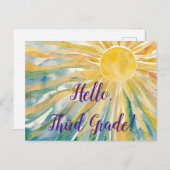 Bonjour 3e qualité d'aquarelle carte postale (Devant / Derrière)