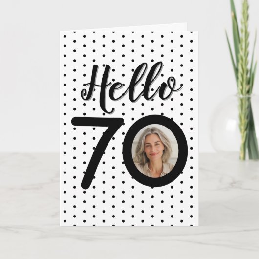 Bonjour 70 points noirs et blancs photo carte d'an (Devant)