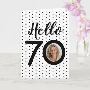 Bonjour 70 points noirs et blancs photo carte d'an