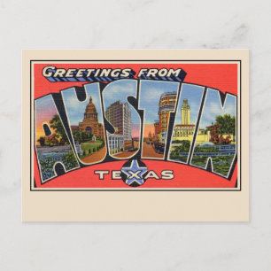 Bonjour Austin Texas Grande Lettre carte postale