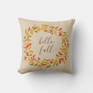 Bonjour Automne Bienvenue Wreath Thlow Oreiller