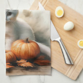 Bonjour Automne Blanc Kitten Serviette de cuisine (Quart Plié)
