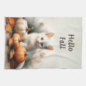 Bonjour Automne Blanc Kitten Serviette de cuisine (Horizontal)