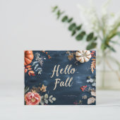 Bonjour Automne carte de voeux avec fleurs (Debout devant)