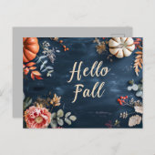 Bonjour Automne carte de voeux avec fleurs (Devant / Derrière)