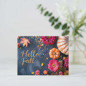 Bonjour Automne carte de voeux avec fleurs (Debout devant)