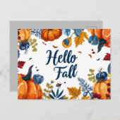 Bonjour Automne carte de voeux avec fleurs (Devant / Derrière)