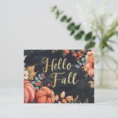 Bonjour Automne carte de voeux avec fleurs (Debout devant)