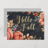 Bonjour Automne carte de voeux avec fleurs (Devant / Derrière)