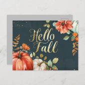 Bonjour Automne carte de voeux avec fleurs (Devant / Derrière)