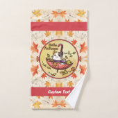 Bonjour Automne, Chat mignon assis dans un paraplu (Serviette à main)