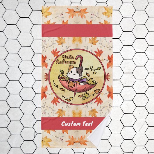 Bonjour Automne, Chat mignon assis dans un paraplu