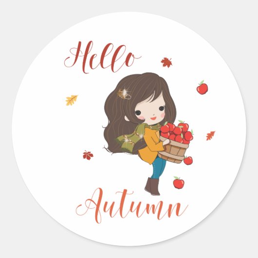 Bonjour Automne classique rond autocollant thème a (Devant)