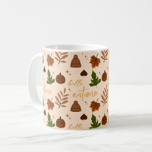 Bonjour Automne Mignon Mug à Café avec Motif d'Aut