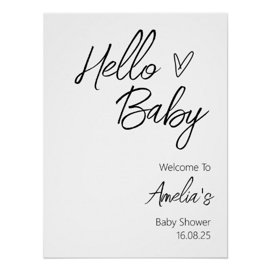 Bonjour Baby Baby shower Affiche de bienvenue (Devant)