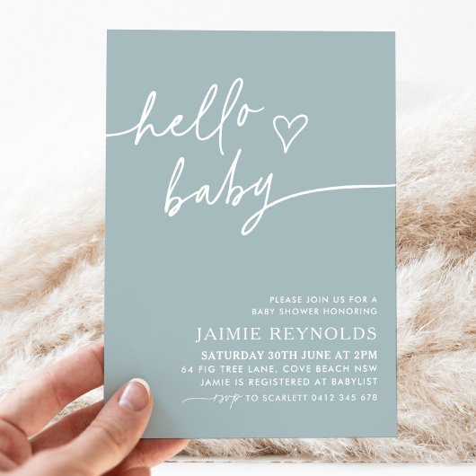 Bonjour Baby Blue Baby shower Invitation