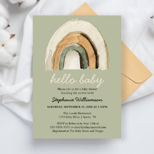 Bonjour Baby Boho Rainbow Baby shower Invitation