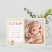 Bonjour Baby Faire-part de naissance Card (Debout devant)
