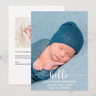 Bonjour Baby Faire-part de naissance Carte photo