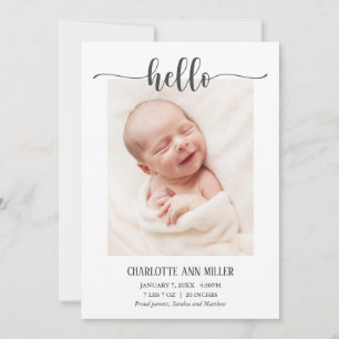 Bonjour Baby Faire-part de naissance Carte photo