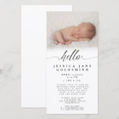 Bonjour Baby Faire-part de naissance Sip & See Par (Devant / Derrière)