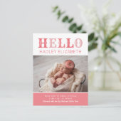 Bonjour Baby Girl Photo Faire-part de naissance Ca (Debout devant)