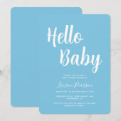 Bonjour Baby Light Blue Baby shower Invitation (Devant / Derrière)