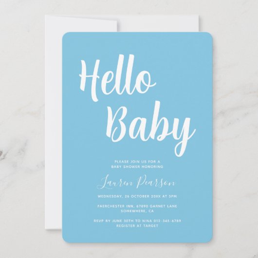 Bonjour Baby Light Blue Baby shower Invitation (Devant)