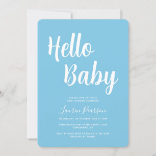 Bonjour Baby Light Blue Baby shower Invitation