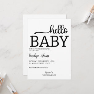 Bonjour Baby Minimalist Baby shower Invitation