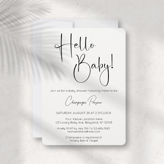 Bonjour Baby Modern Script Baby shower Invitation