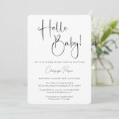Bonjour Baby Modern Script Baby shower Invitation (Debout devant)