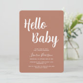 Bonjour Baby Rustic Baby shower Invitation (Debout devant)