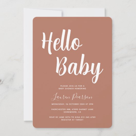 Bonjour Baby Rustic Baby shower Invitation (Devant)