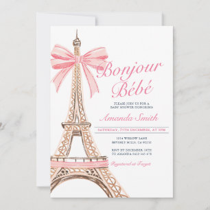 Bonjour Baby shower Frans Baby shower Uitnodiging