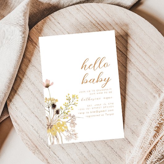 Bonjour Baby shower Invitation de la fête Boho Fle
