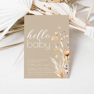 Bonjour Baby shower Party Invitation Modèle Beige