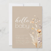 Bonjour Baby shower Party Invitation Modèle Beige (Devant)