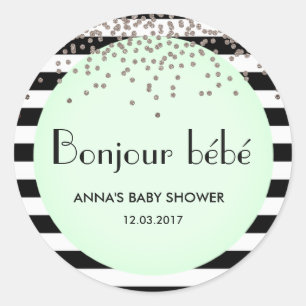 Bonjour bebe, baby shower autocollant d'inspiratio