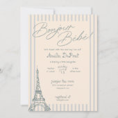 Bonjour Bebe Baby shower bleu Invitation (Devant)