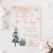 Bonjour bébé, baby shower d'hiver fille invitation
