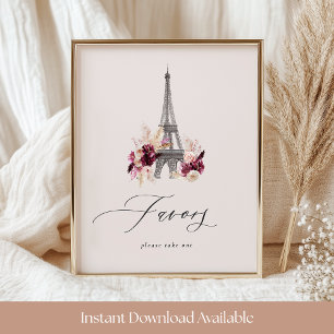 Bonjour Bébé Baby shower Favoriet Tafelteken Poster