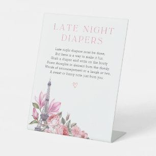 Bonjour Bebe   Baby shower late night luiers teken Reclamebord Met Voetstuk