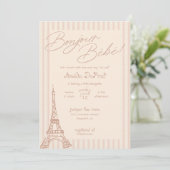 Bonjour Bebe Baby shower rose Invitation (Debout devant)