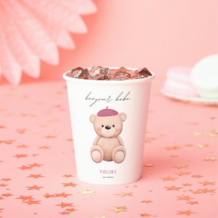 Bonjour Bebe Beer Baby shower Waterverf Pa  Papieren Bekers