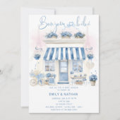 Bonjour Bebe bow Parisian café pink eiffel tower Kaart (Voorkant)