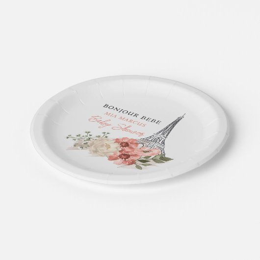 Bonjour Bebe Eiffel Tower Paris Baby shower Papieren Bordje