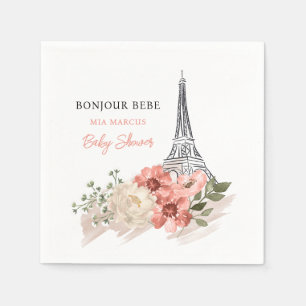 Bonjour Bebe Eiffel Tower Paris Baby shower Servet