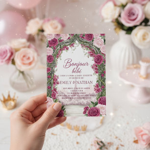 Bonjour Bebe eiffeltoren Franse chic baby shower Kaart